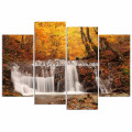 Impression sur toile de forêt d'automne pour le salon / 4 Panneaux en cascade Photos Impression / Arbre jaune Paysage Toile Art mural